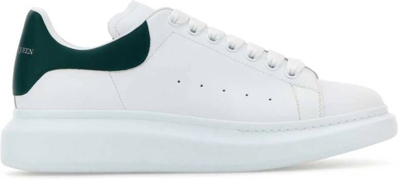 Alexander McQueen Witte Leren Sneakers met Donkergroene Hiel