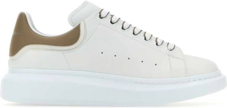 alexander mcqueen Witte Leren Sneakers met Grijze Hiel White Heren