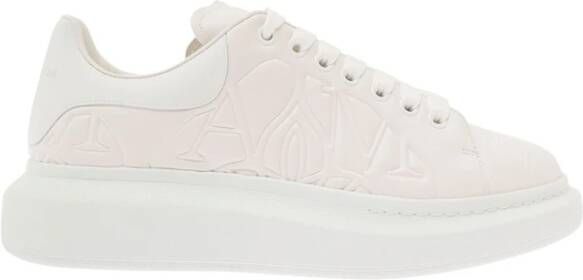 Alexander mcqueen Witte Leren Sneakers met Ingegraveerd Logo White Heren