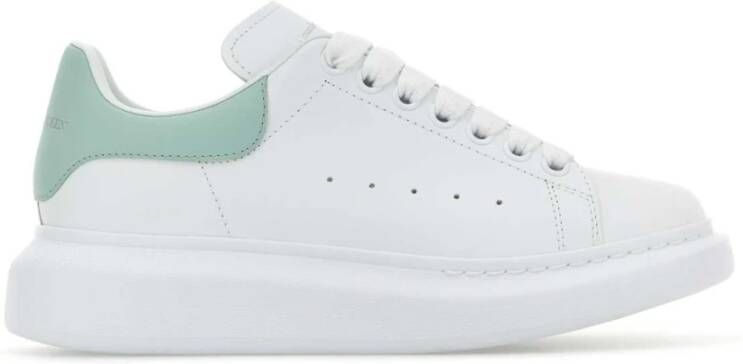 Alexander McQueen Witte Leren Sneakers met Zeegroene Hiel