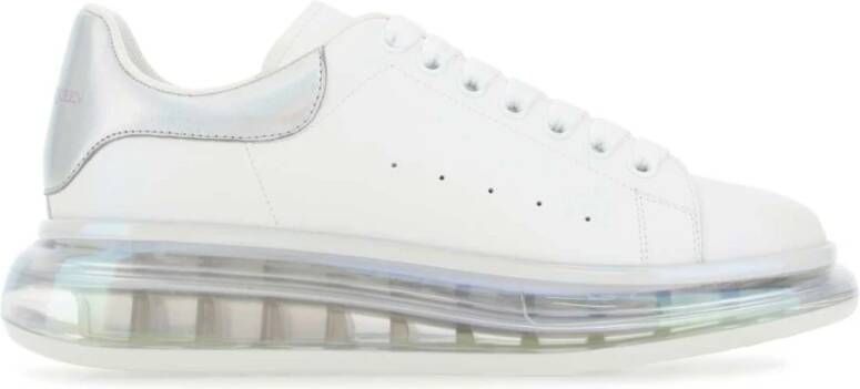 Alexander mcqueen Witte Leren Sneakers met Zilveren Hiel White Heren