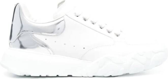 Alexander mcqueen Witte Leren Sneakers met Zilveren Hielkap Wit Heren