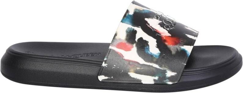 Alexander McQueen Witte Sandalen Waterverf Grafiet Stijl