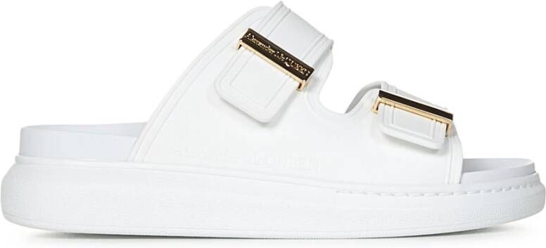 Alexander mcqueen Witte Slip-on Sandalen met Gouden Metalen Stang White Dames