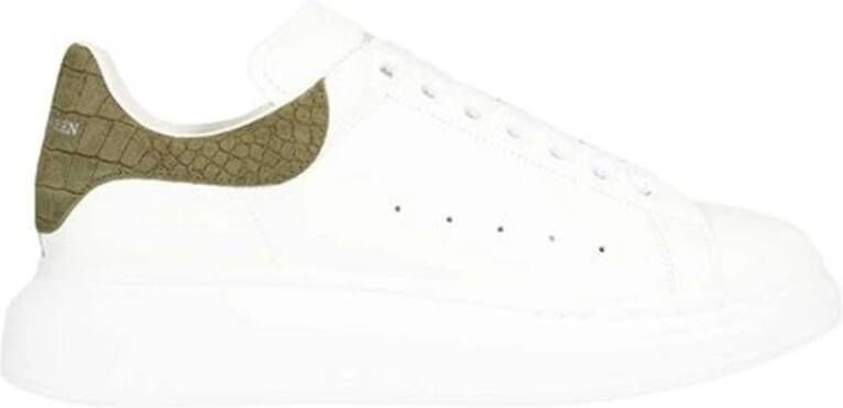 Alexander McQueen Witte Sneakers Krokodil Oversized Laag-Top