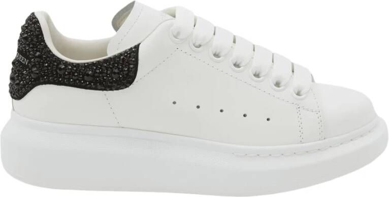 Alexander McQueen Witte Strass Zwarte Spoiler Sneakers