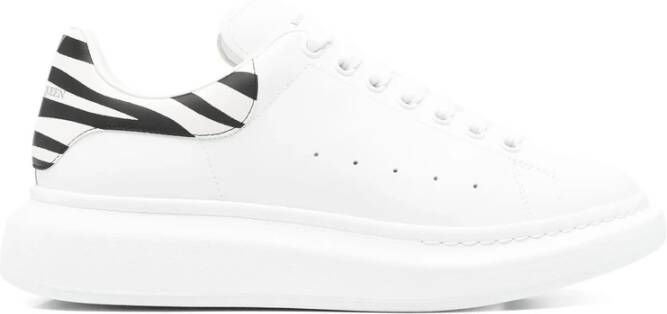 Alexander McQueen Witte Zebra Gestreepte Leren Sneaker