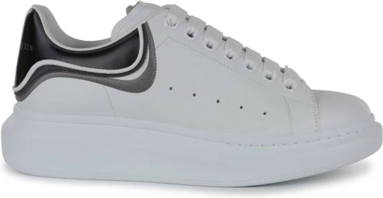 alexander mcqueen Witte Zilveren Leren Sneakers Ronde Neus White Heren