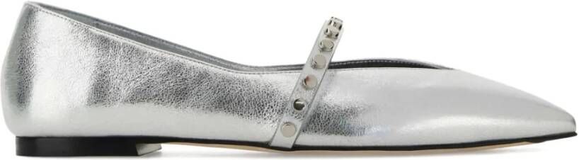 Alexander McQueen Zilver Metallic Pointed Ballerinas met Jewel