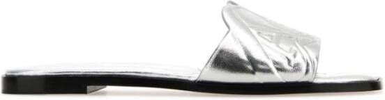 alexander mcqueen Zilveren leren slippers Gray Dames