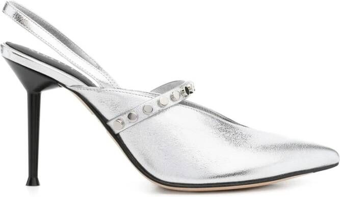 Alexander McQueen Zilveren Stiletto Hak Stud Schoenen
