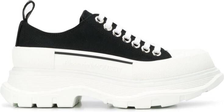 alexander mcqueen Zwarte Canvas Dikke Zool Sneakers Black Dames