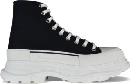 alexander mcqueen Zwarte Canvas Hoge Sneakers Black Dames