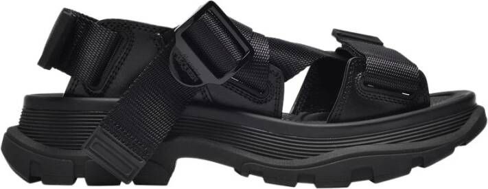 Alexander mcqueen Zwarte Canvas Tread Sandalen Zwart Dames