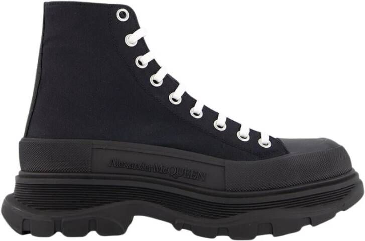 Alexander McQueen Zwarte Canvas Veterschoenen met Rubberen Zool