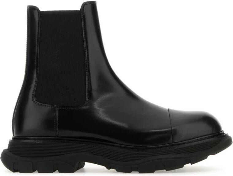 Alexander mcqueen Zwarte Slip-On Laarzen met Elastische Zijkanten Black Heren