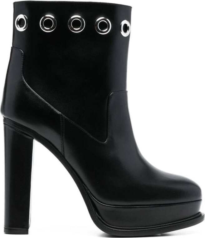 Alexander mcqueen Stijlvolle leren laarzen met bontdetails Black Dames