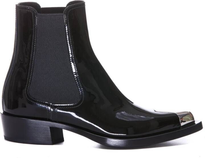 Alexander mcqueen Zwarte lakleren Chelsea-laarzen Black Dames