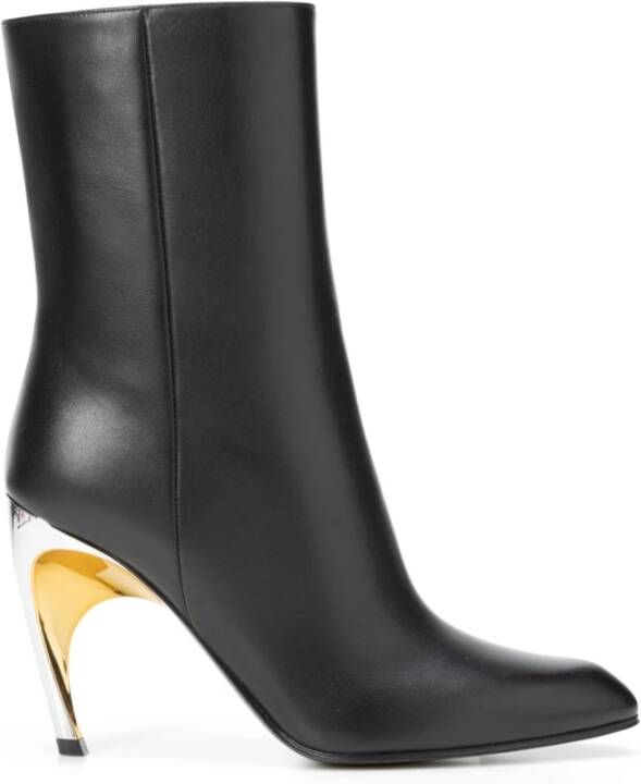 alexander mcqueen Zwarte leren Armadillo hak enkellaarsjes Black Dames