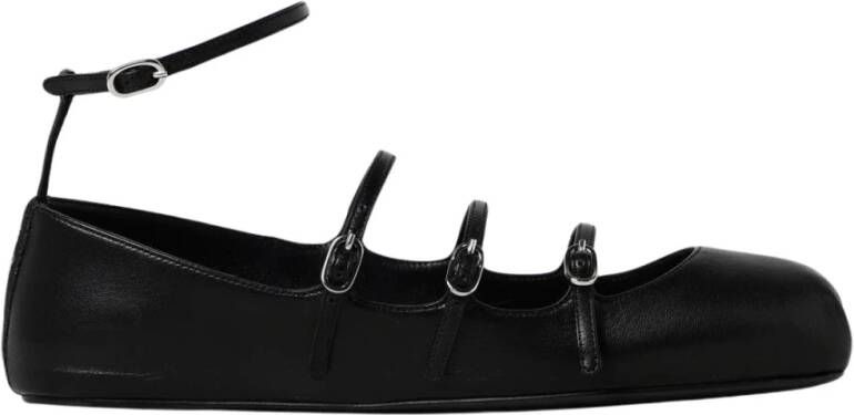 Alexander McQueen Zwarte Leren Ballerina Flats Gesp Schoenen