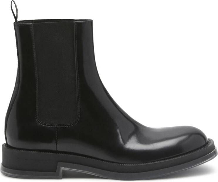 alexander mcqueen Zwarte Leren Chelsea Boot Black Heren