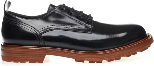 Alexander mcqueen Zwarte leren Derby schoenen front vetersluiting Black Heren