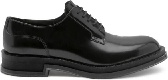 Alexander McQueen Zwarte Leren Derby Veterschoenen
