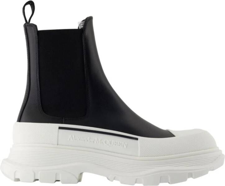 Alexander McQueen Zwarte Leren Enkellaarzen Instapper