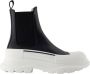 Alexander McQueen Zwarte Leren Enkellaarzen Instapper - Thumbnail 1