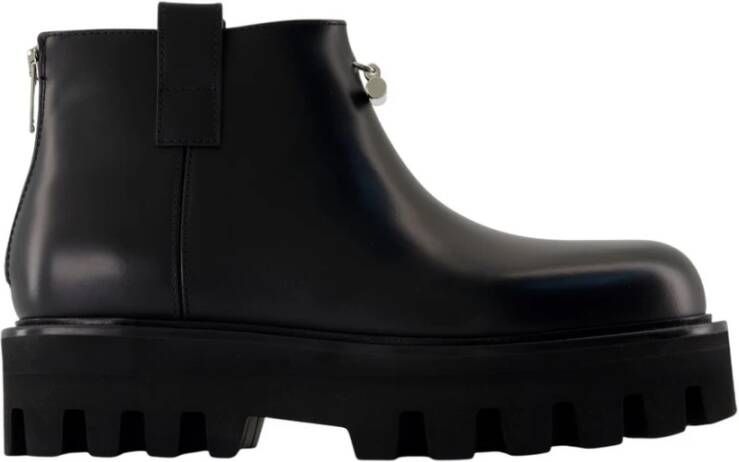 Alexander McQueen Zwarte Leren Enkellaarzen Noir