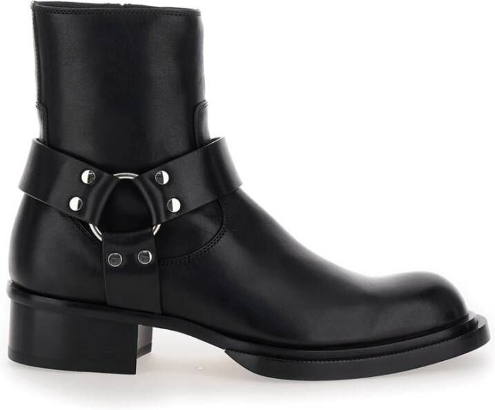 Alexander mcqueen Zwarte Leren Enkellaarzen Ritssluiting Black Heren