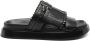 Alexander McQueen Zwarte Leren Franje Sandalen - Thumbnail 1