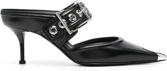 Alexander mcqueen Romantische Sandalen met Rand Zwart Zilver Leer Black Dames