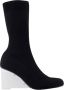 Alexander McQueen Zwarte Gebreide Sleehak Enkellaarzen - Thumbnail 1