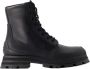 Alexander McQueen Zwarte Leren LaceUp Enkellaarzen - Thumbnail 1
