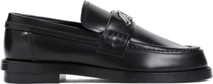 Alexander mcqueen Zwarte Leren Loafers met Metalen Detail Black Dames