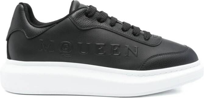 Alexander McQueen Zwarte Leren Platform Sneakers