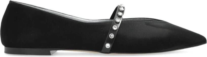 Alexander McQueen Zwarte leren puntige ballerina's met juweel