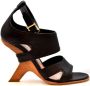 Alexander McQueen Zwarte Leren Sandalen met Gesp Strik - Thumbnail 1