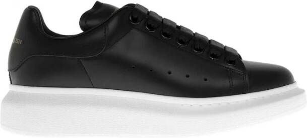 Alexander mcqueen Oversized Sneakers in Black Leather and Black Heel Wit Heren