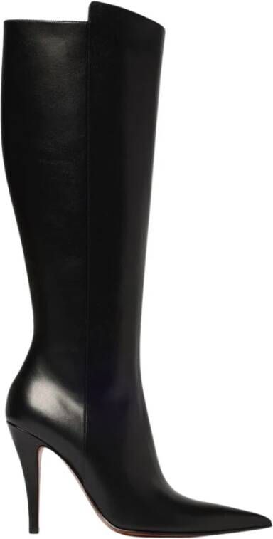 Alexander McQueen Zwarte Leren Stiletto Kniehoge Laarzen