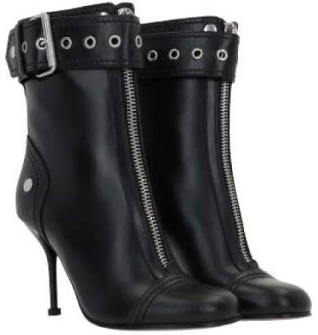 alexander mcqueen Zwarte Leren Stiletto Laarzen met Rits Black Dames