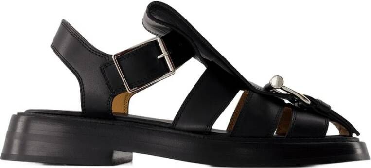 Alexander McQueen Zwarte Leren T-Bar Sandalen