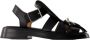 Alexander McQueen Zwarte Leren T-Bar Sandalen - Thumbnail 1