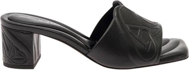 Alexander mcqueen Zwarte metallic leren platte sandalen Black Dames