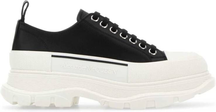 Alexander McQueen Zwarte Nappa Leren Tread Slick Sneakers