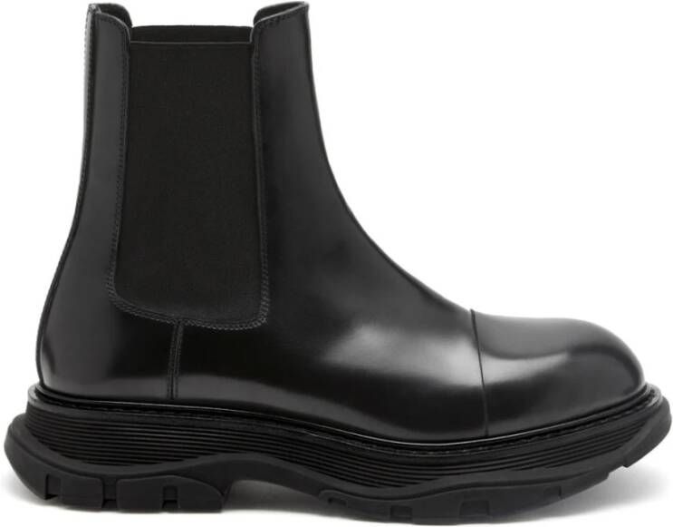 alexander mcqueen Zwarte Slip-On Laarzen met Elastische Zijkanten Black Heren