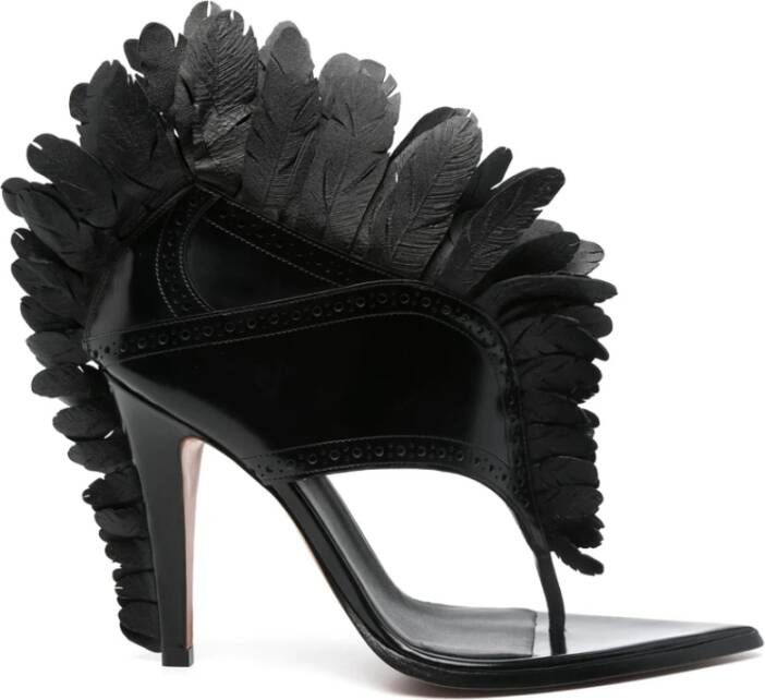 Alexander McQueen Zwarte Teenslippers met Laser-Cut Detail