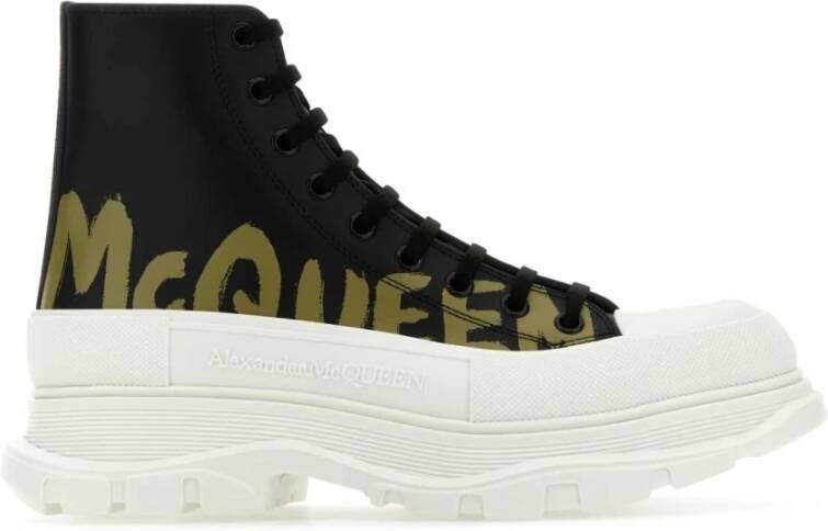 Alexander McQueen Zwarte leren Tread Slick sneakers