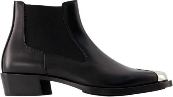 Alexander mcqueen Zwarte Zilveren Leren Chelsea Laarzen Black Heren